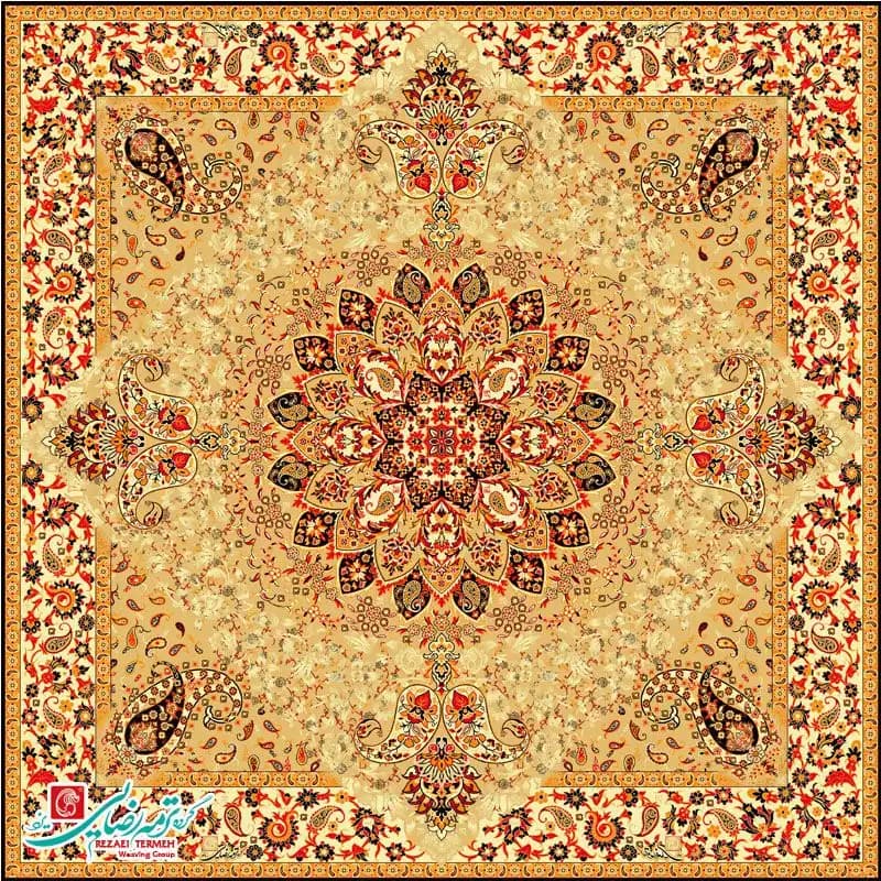 رومیزی ترمه مربع طرح گلدیس — تصویر ۲