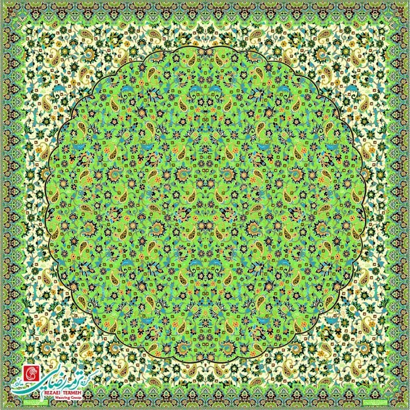 رومیزی ترمه مربع طرح مهتاب — تصویر ۴