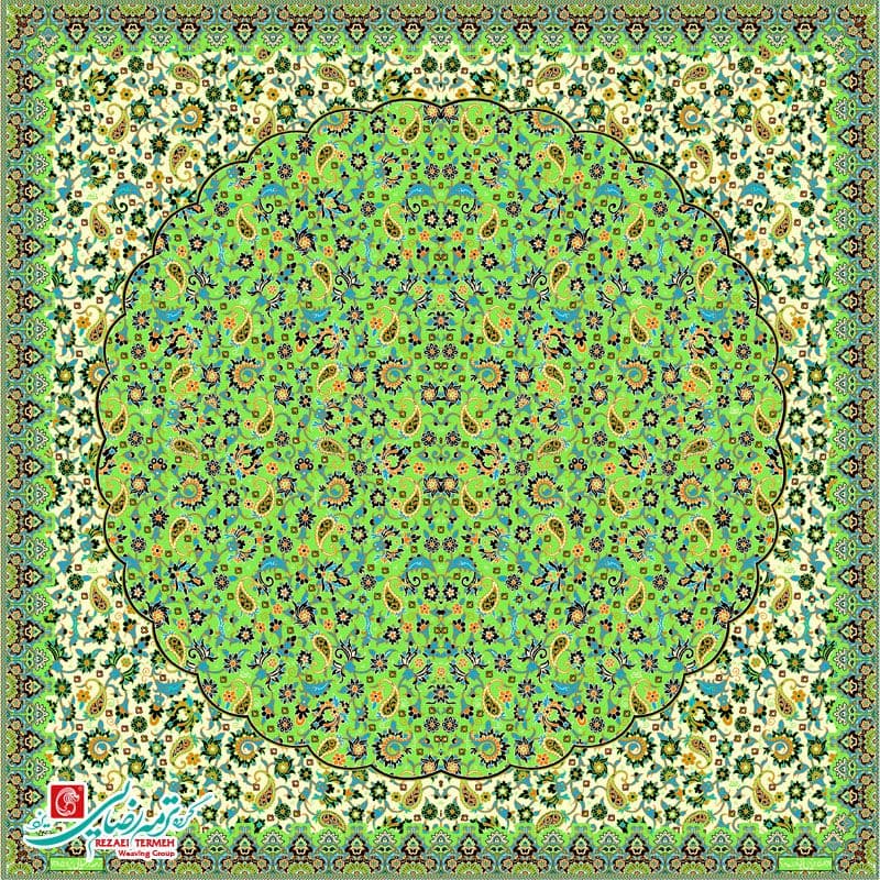 رومیزی ترمه مربع طرح مهتاب — تصویر ۱۲
