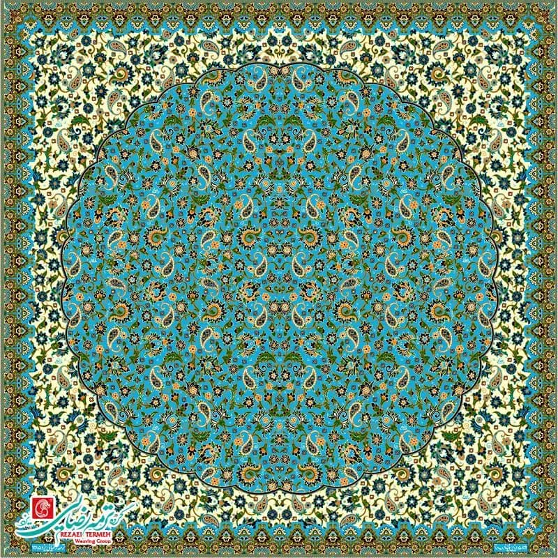 رومیزی ترمه مربع طرح مهتاب — تصویر ۲