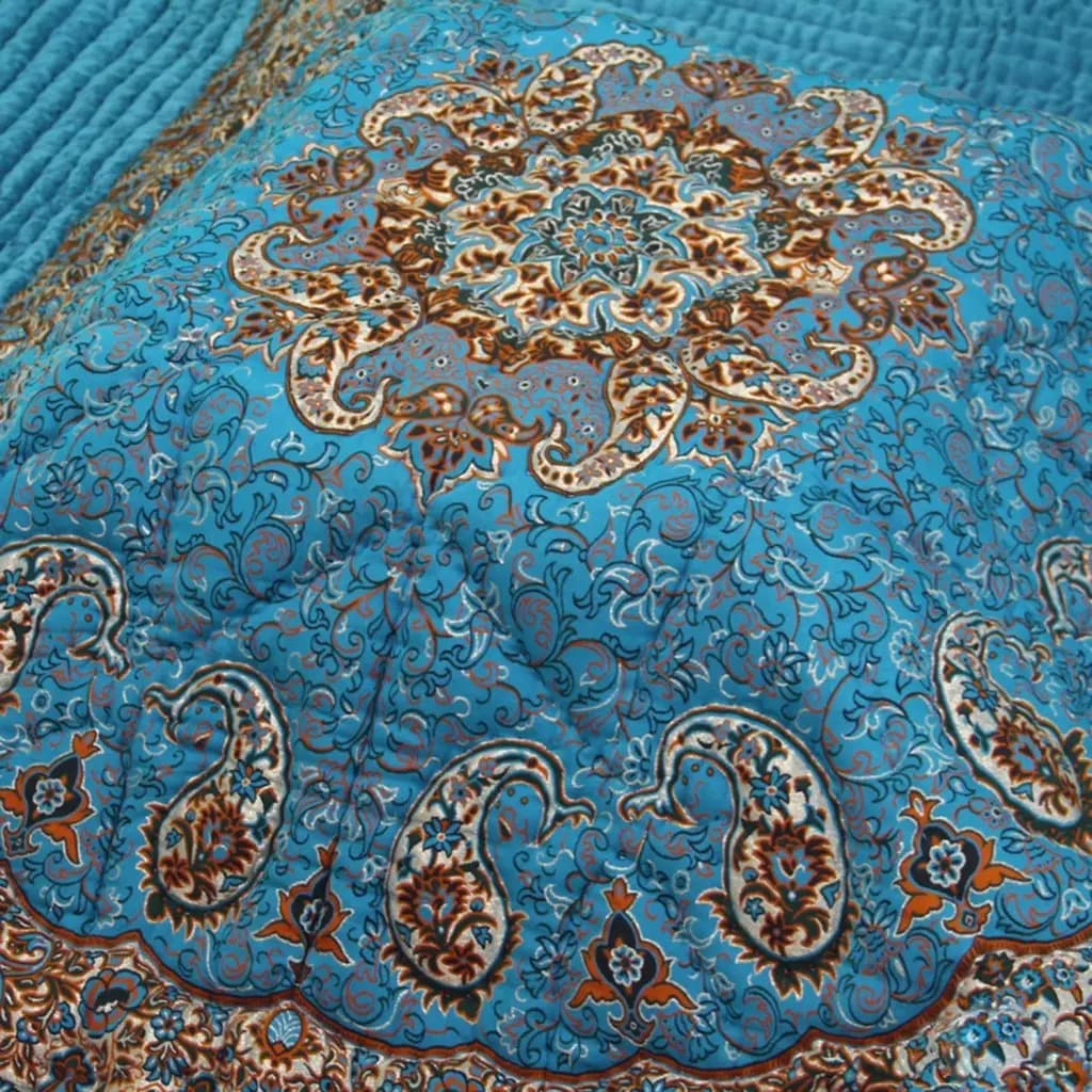 لحاف کرسی دست دوز ترمه طرح نسترن رنگ آبی — تصویر ۵
