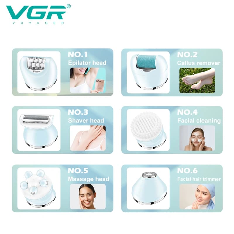 اپیلاتور شش کاره وی جی آر مدل V-733 — تصویر ۳