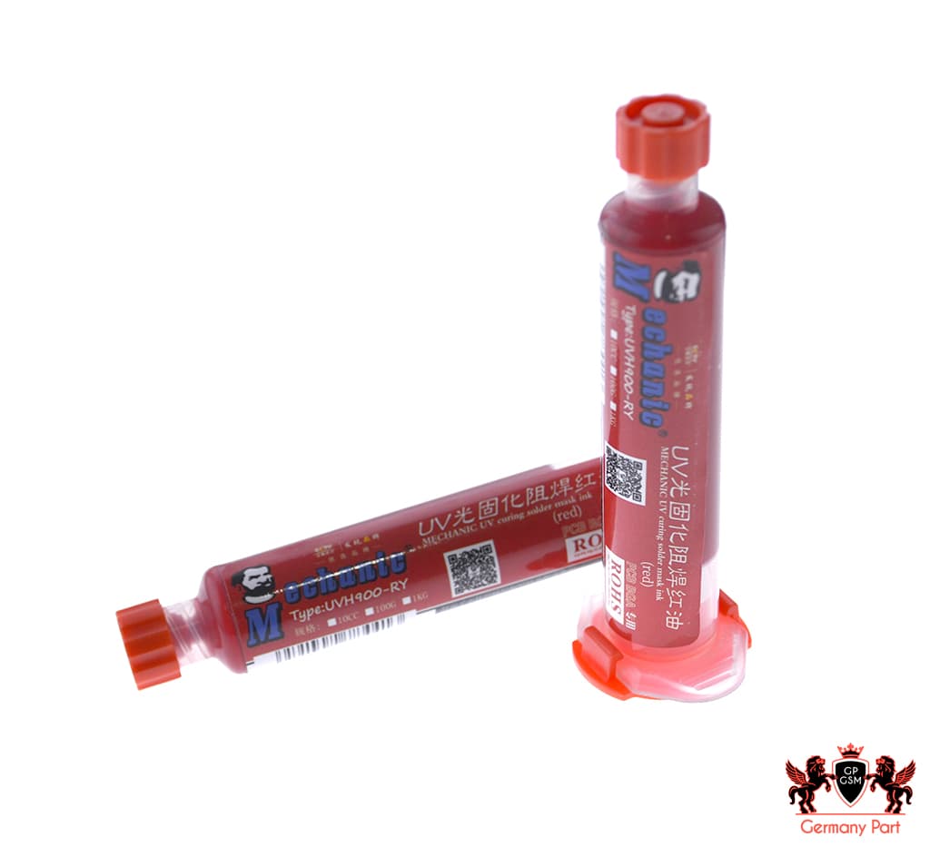 UV SOLDER MASK INK MECHANIC-چسب UV برای حفاظت از اتصال کوتاه و قطع شدن سیم کشی روی برد(قرمز)