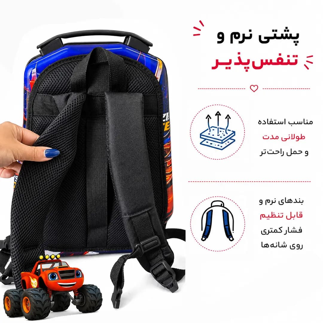 کوله پشتی مدرسه مدل MS1050 طرح ماشین ها — تصویر ۴