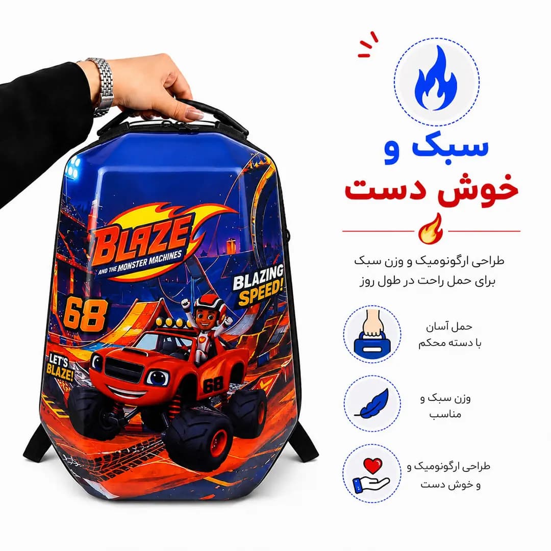 کوله پشتی مدرسه مدل MS1050 طرح ماشین ها — تصویر ۷