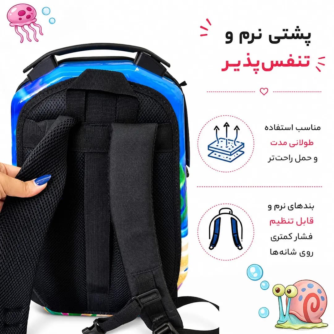 کوله پشتی مدرسه مدل MS1050 طرح باب اسفنجی — تصویر ۲
