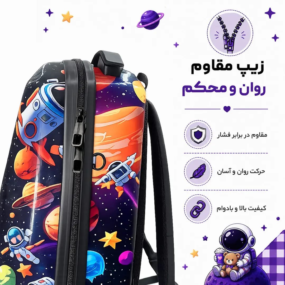 کوله پشتی مدرسه مدل MS1050 طرح فضانورد — تصویر ۲