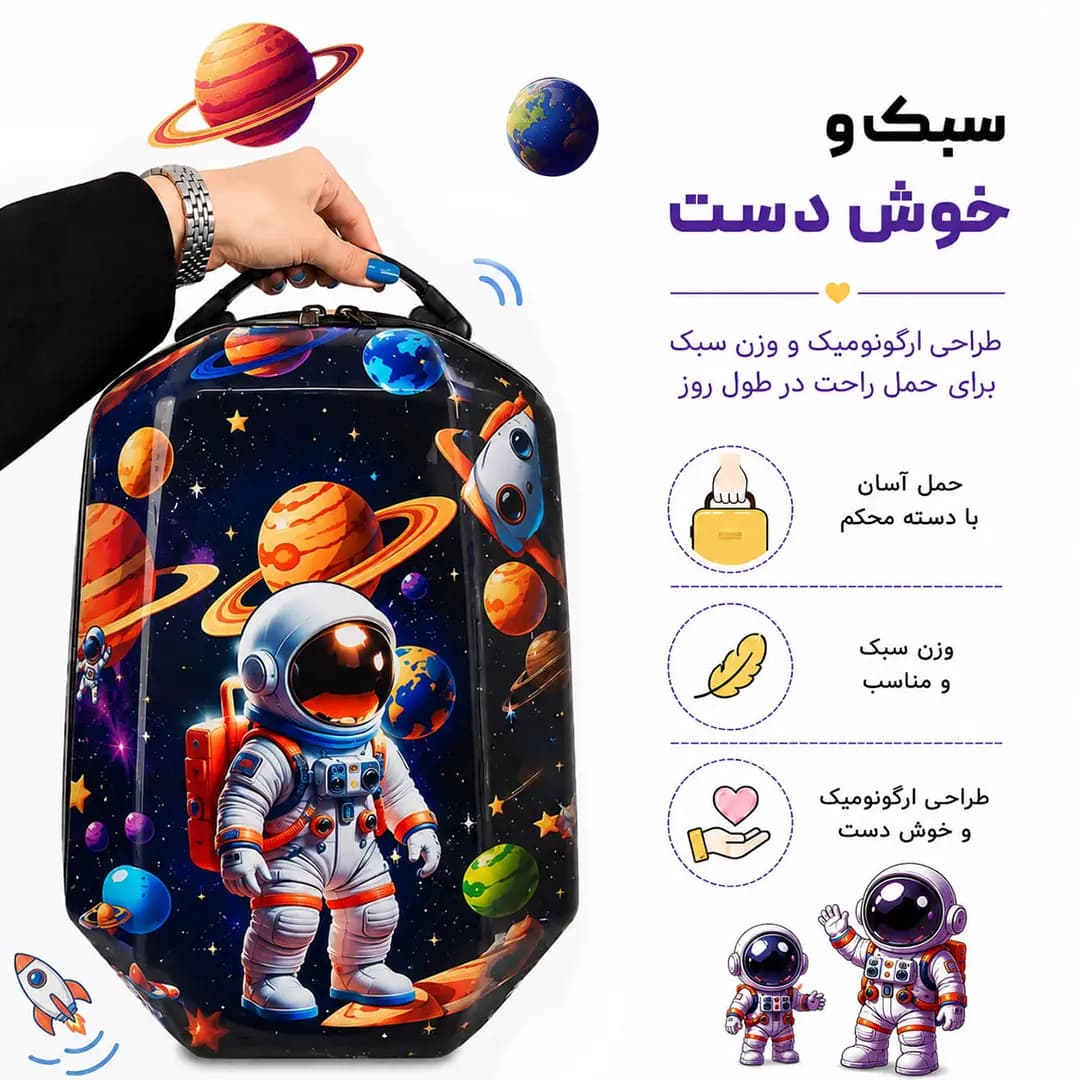 کوله پشتی مدرسه مدل MS1050 طرح فضانورد — تصویر ۸