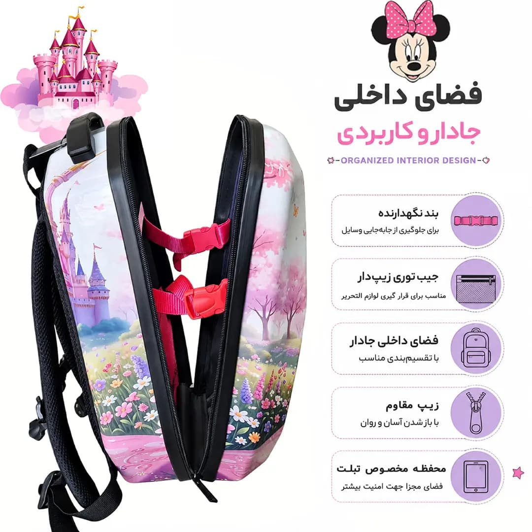 کوله پشتی مدرسه مدل MS1050 طرح MINNIE MOUSE — تصویر ۳