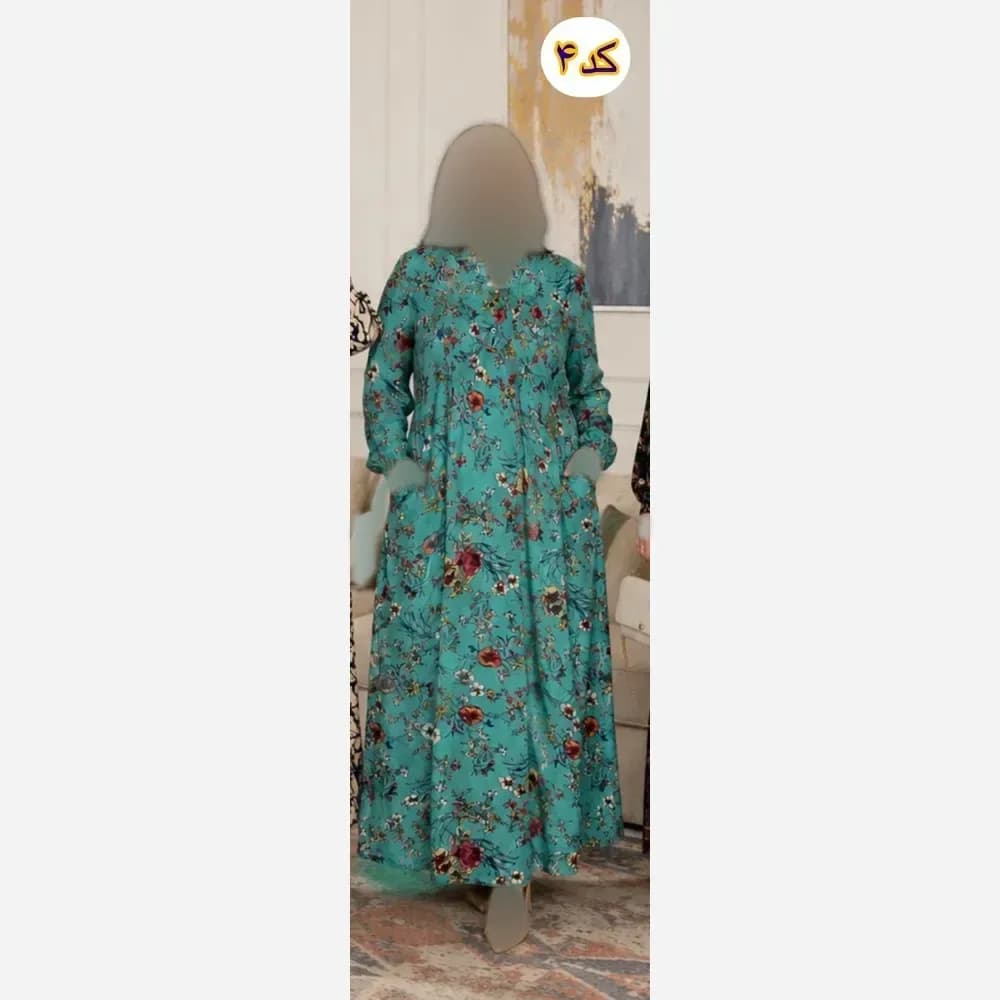 پیراهن ساحلی زنانه نخی یقه دکمه فری سایز مناسب شیردهی جیب دار بند تنظیم — تصویر ۲