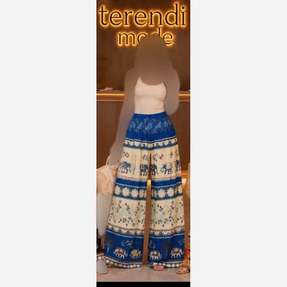 شلوار نخی طرح فیلی t8040 — تصویر ۲