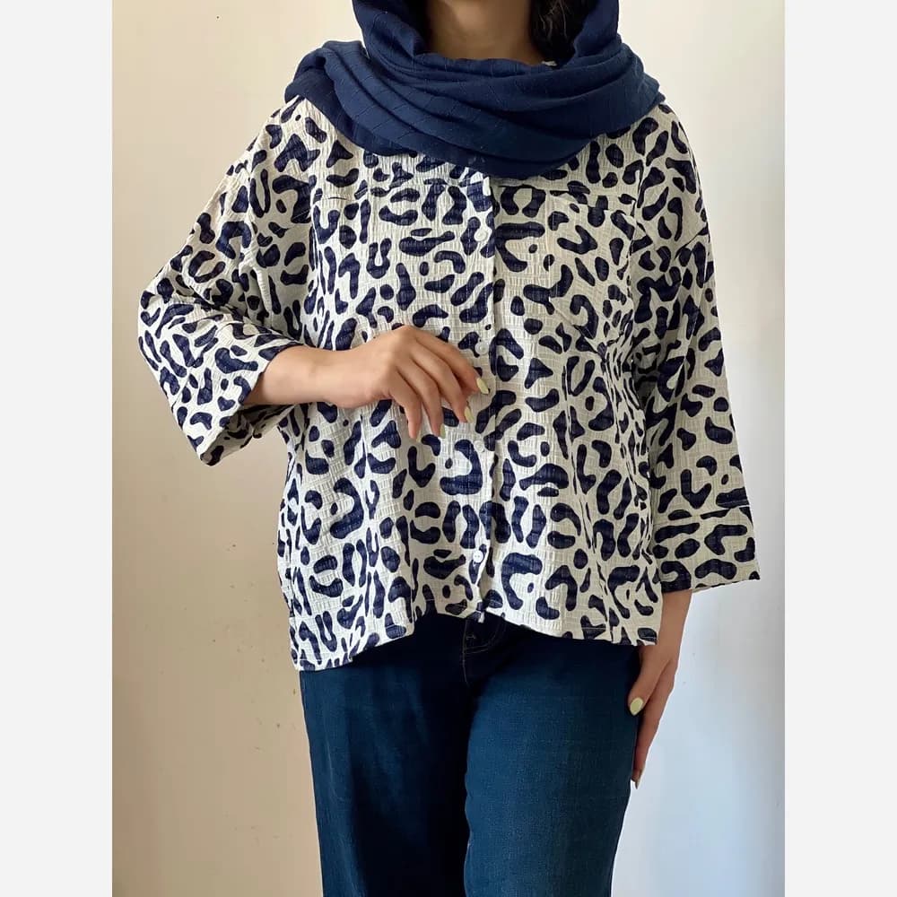 شومیز زنانه کریشه نخ تابستانه خنک فری سایز — تصویر ۳