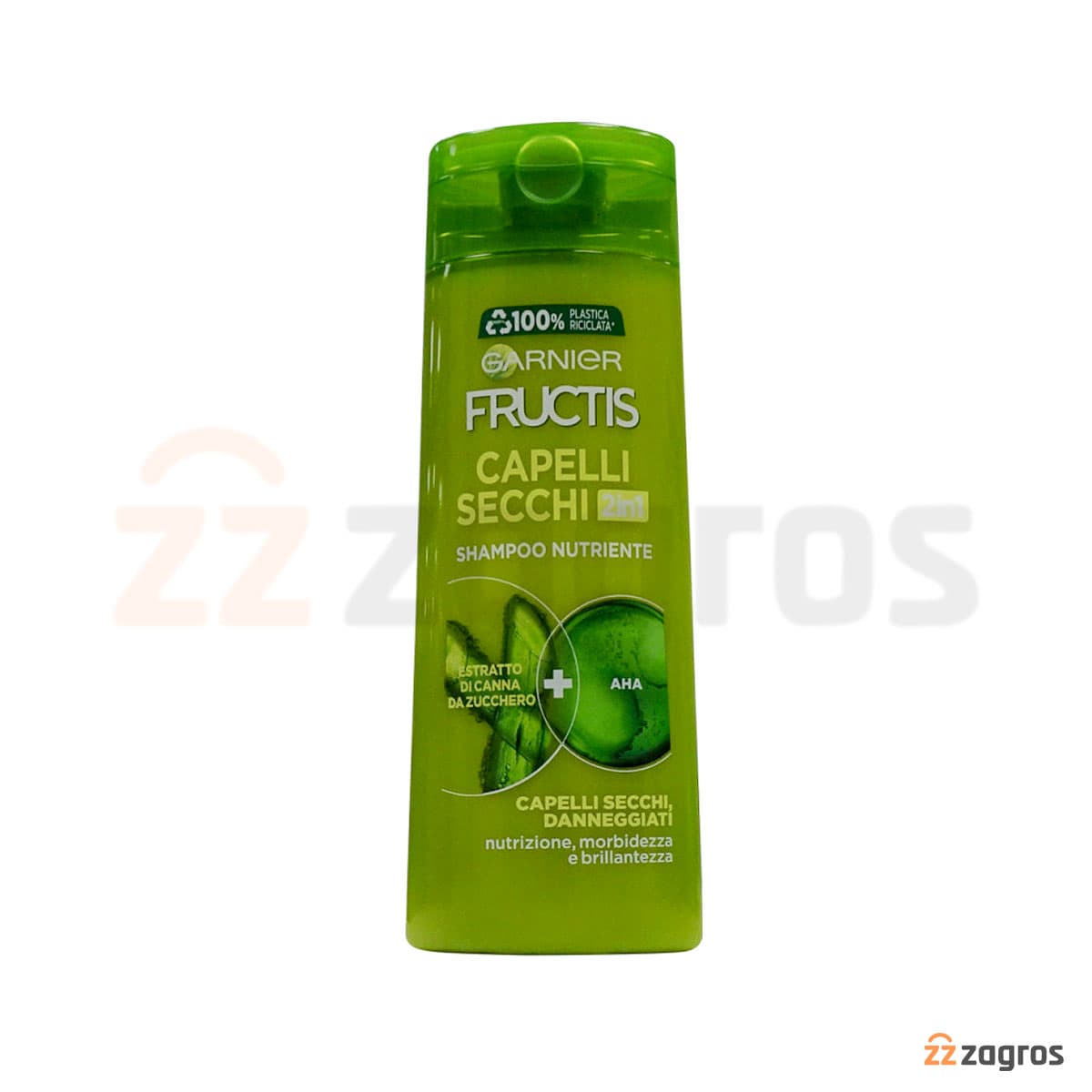 شامپو مغذی 2 در 1 گارنیر Fructis حاوی عصاره نیشکر و AHA مناسب موهای خشک و آسیب دیده 250 میل