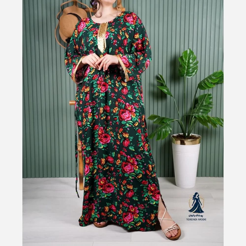 ساحلی نخی ترکمنستان طرح کتیبه طلایی گل درشت فری سایز رنگ مشکی کرم سبزیشمی آبی سورمه ای تیره — تصویر ۵