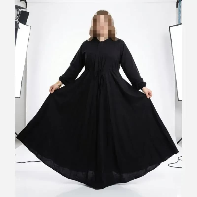 پیراهن تمام کلوش مشکی زنانه سایز بزرگ جنس رانفورس وارداتی — تصویر ۴