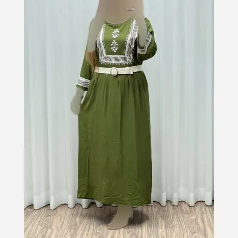 ساحلی نخی زنانه طرح سنتی بند دار فری سایز خنک تابستانی — تصویر ۳