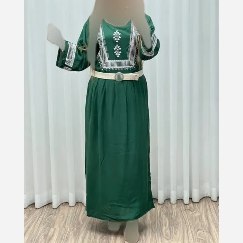 ساحلی نخی زنانه طرح سنتی بند دار فری سایز خنک تابستانی — تصویر ۴