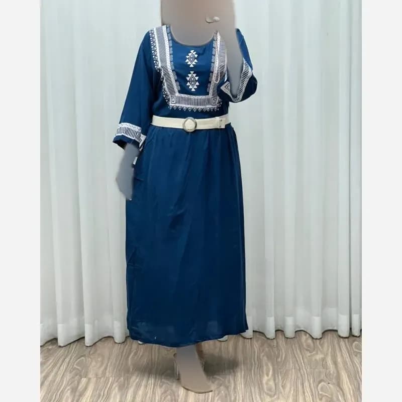 ساحلی نخی زنانه طرح سنتی بند دار فری سایز خنک تابستانی — تصویر ۵