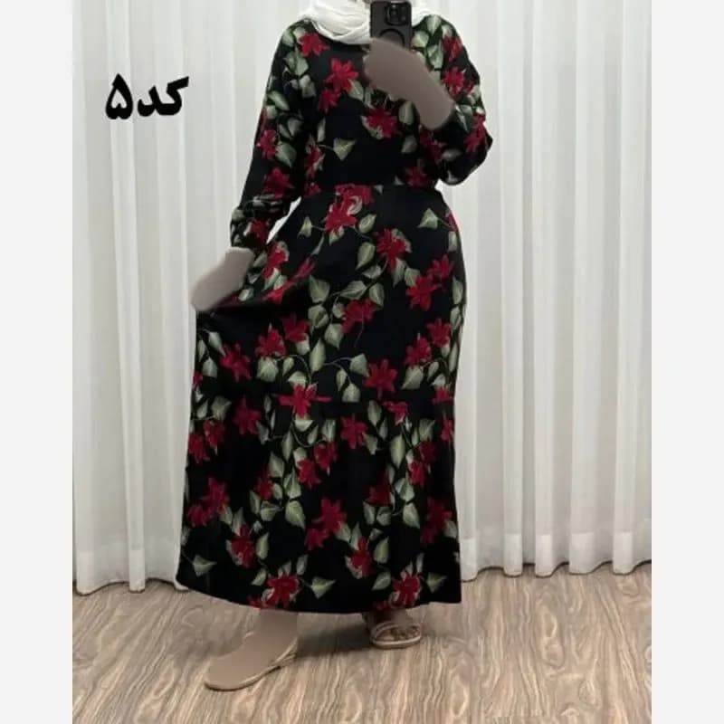 پیراهن نخی گلدار زنانه فری سایز مناسب 36 تا 46 — تصویر ۸