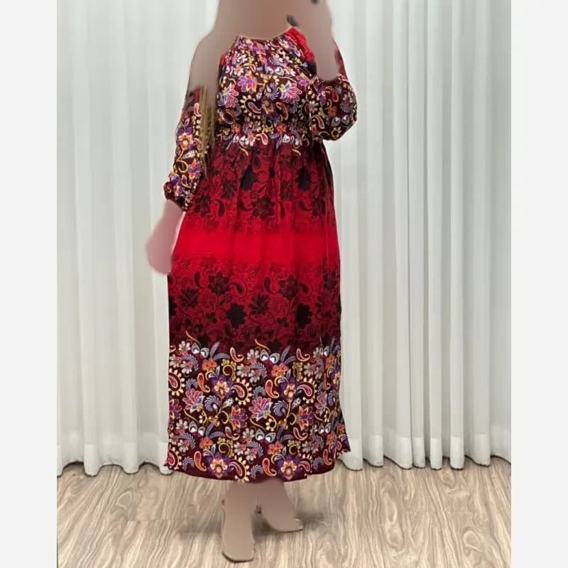 پیراهن ساحلی نخی حاشیه دار زیر سینه کشدار فری سایز — تصویر ۶