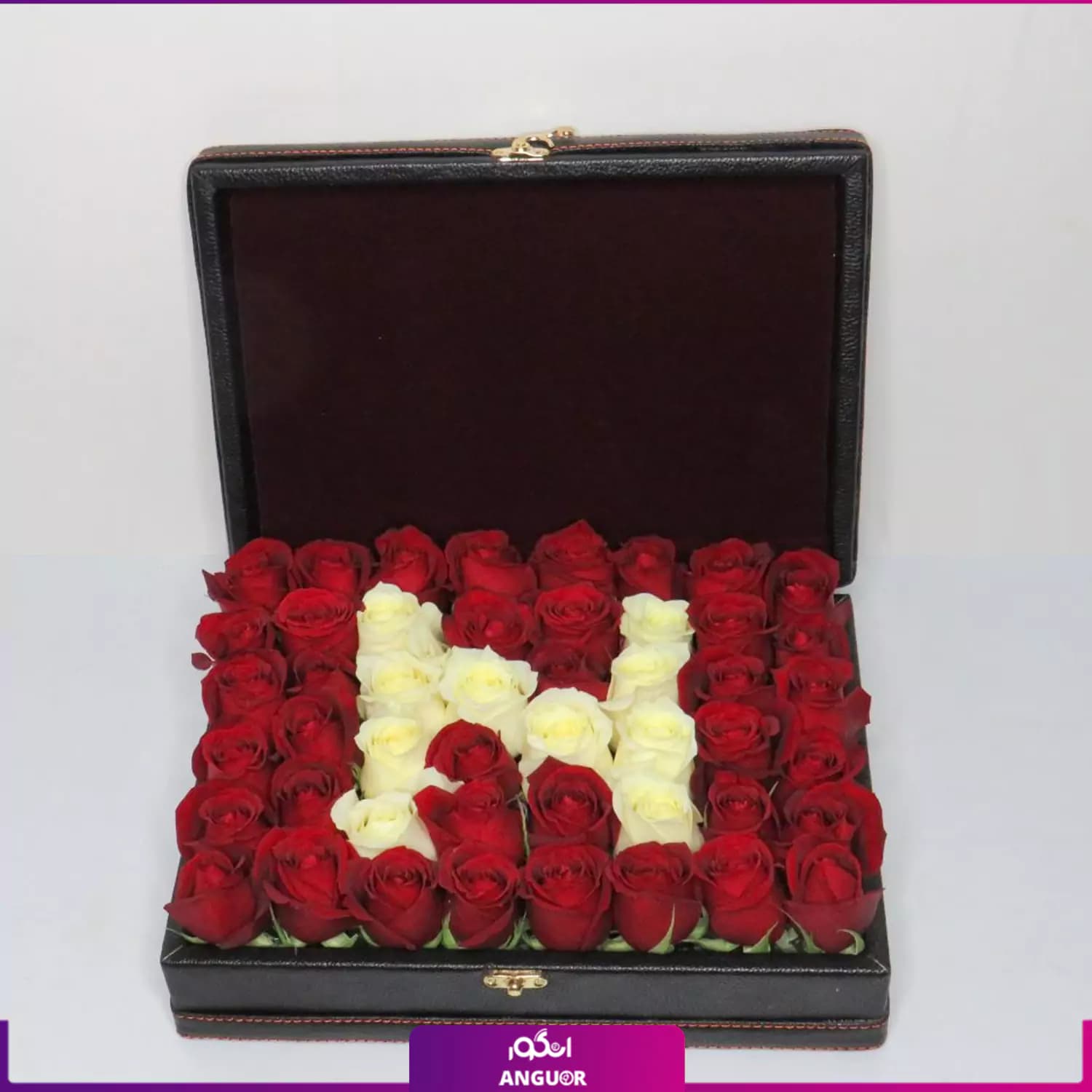 جعبه گل چرمی حرف N مدل VIP