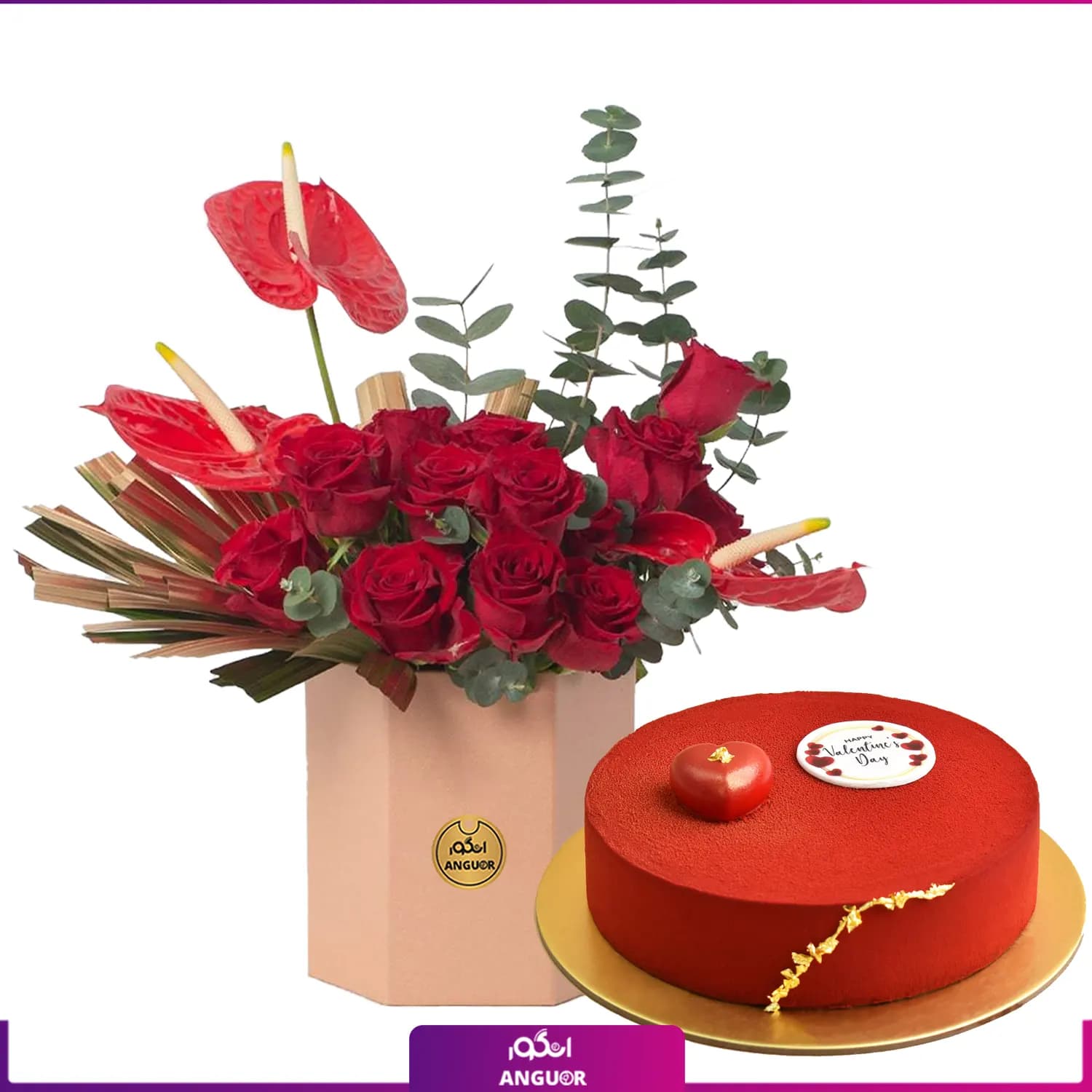 Box of anthurium and roses (طرح بین الملل کلاسیک) — تصویر ۴