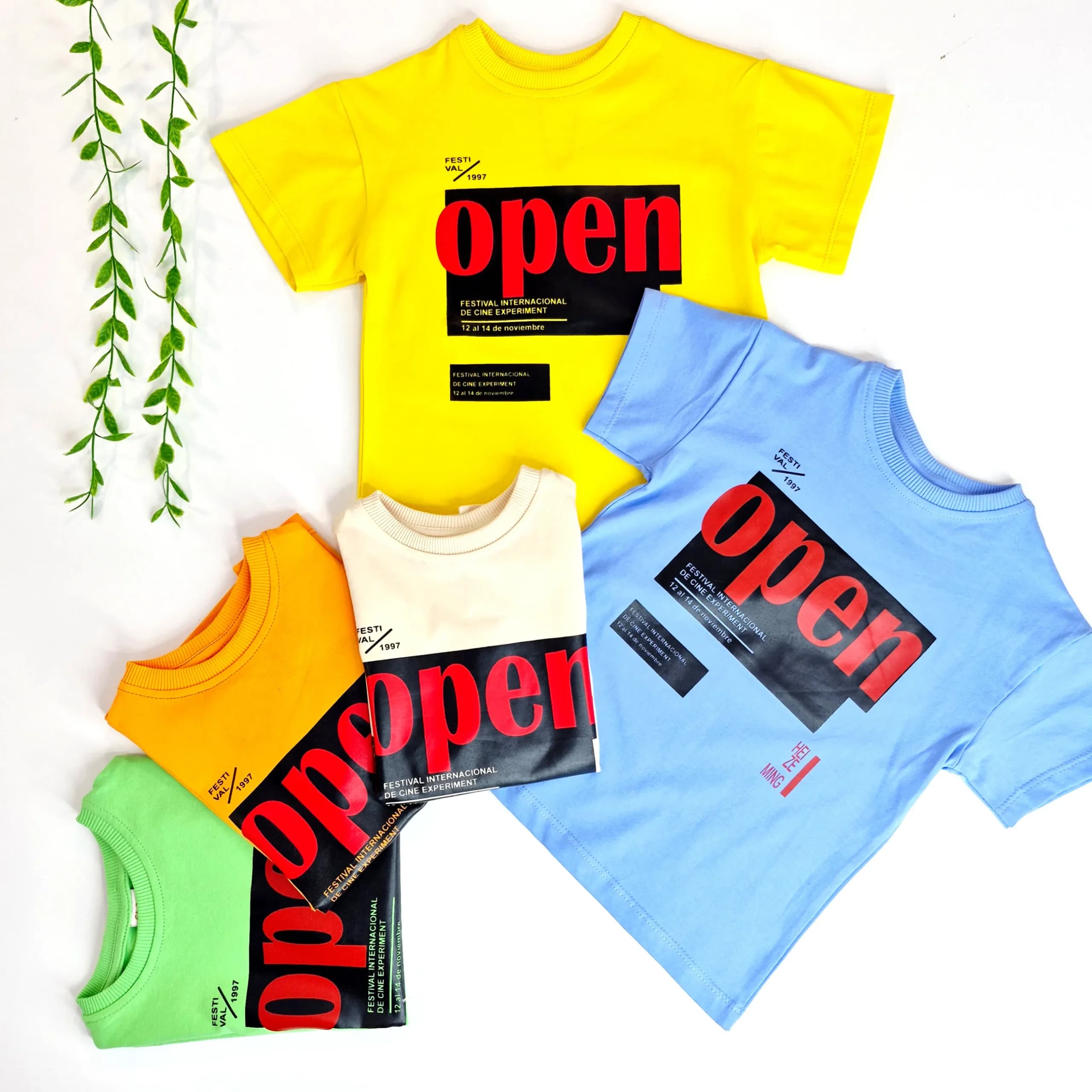 تیشرت بچگانه رنگی طرح open در سایزهای 2 تا 6 — تصویر ۳