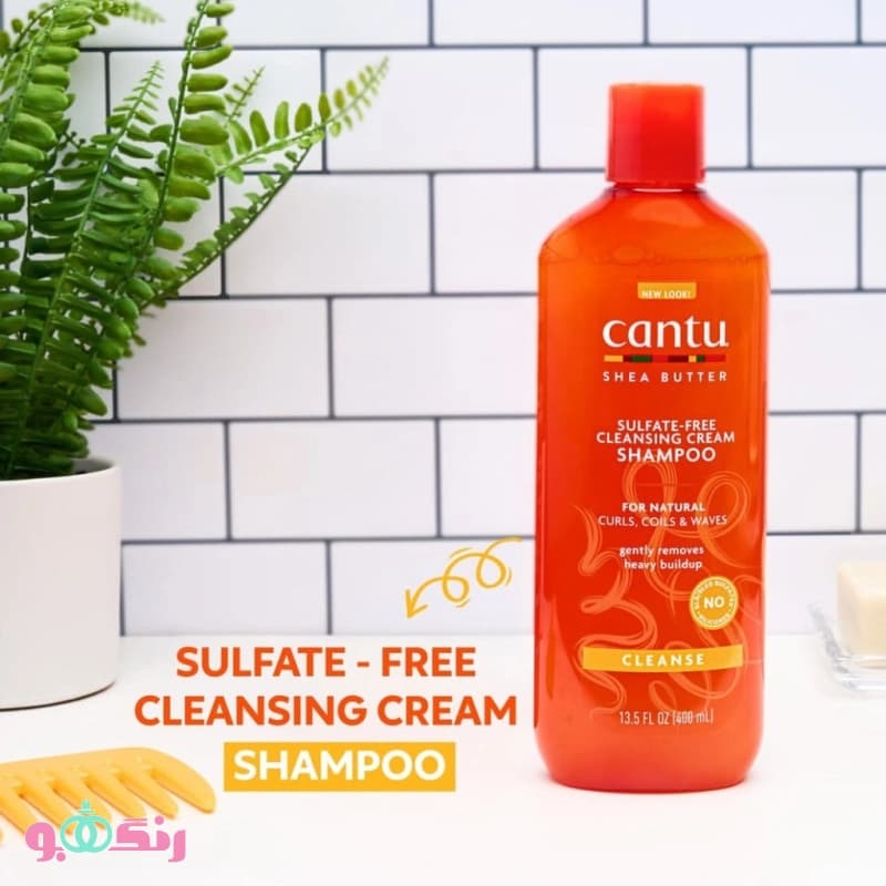شامپو مو فاقد سولفات کرمی کنتو Cantu مدل Shea Butter مخصوص موهای فر و موج‌دار — تصویر ۳