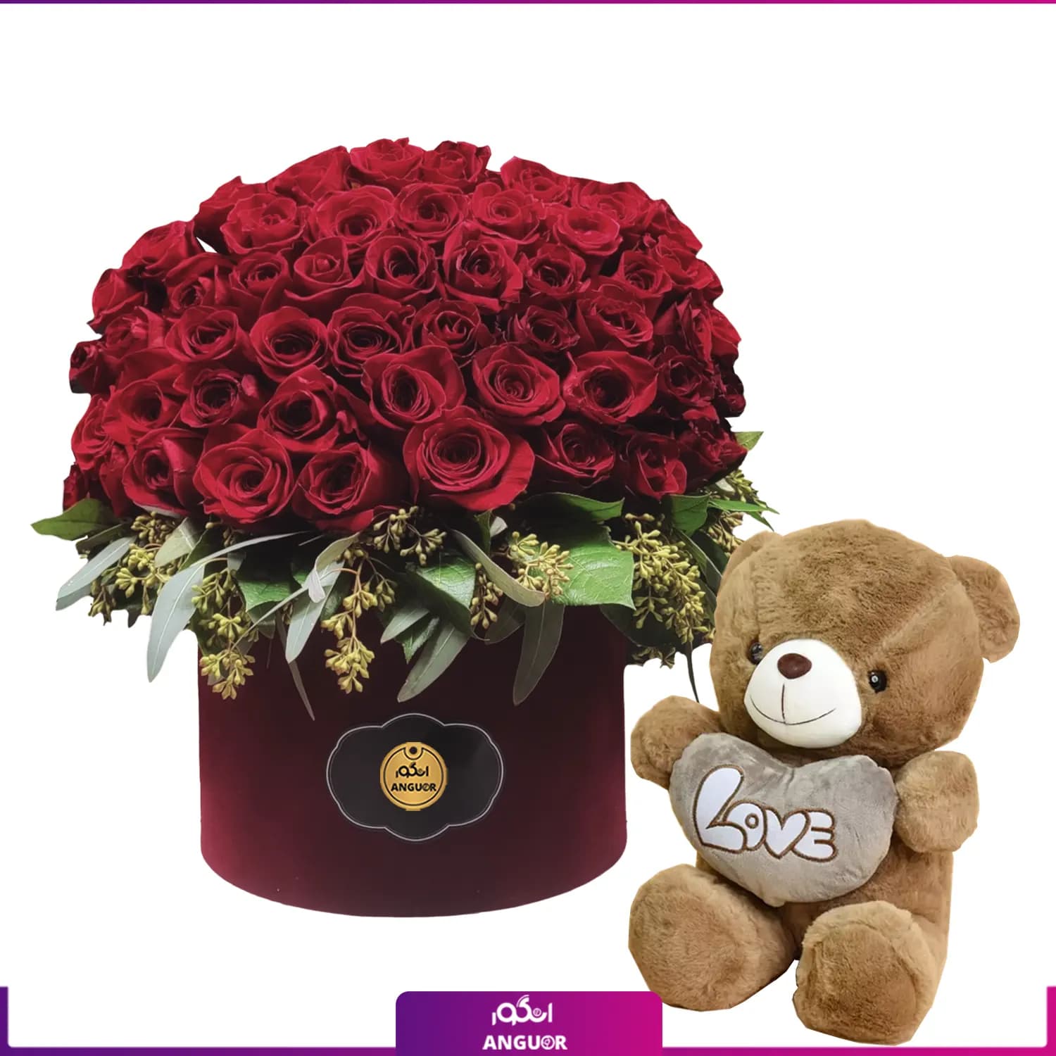 Box of 50 red roses (طرح بین الملل کلاسیک) — تصویر ۴