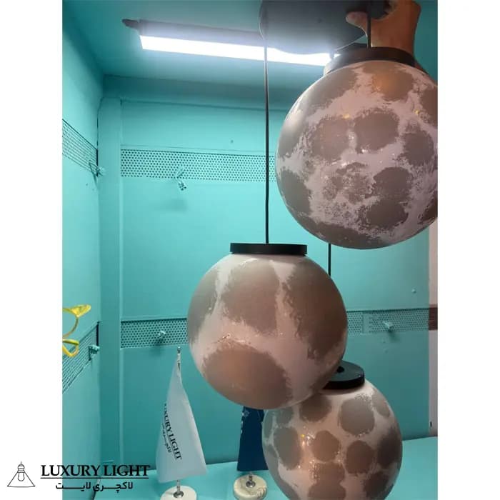چراغ آویز 3 شعله مدل کره ماه — تصویر ۵