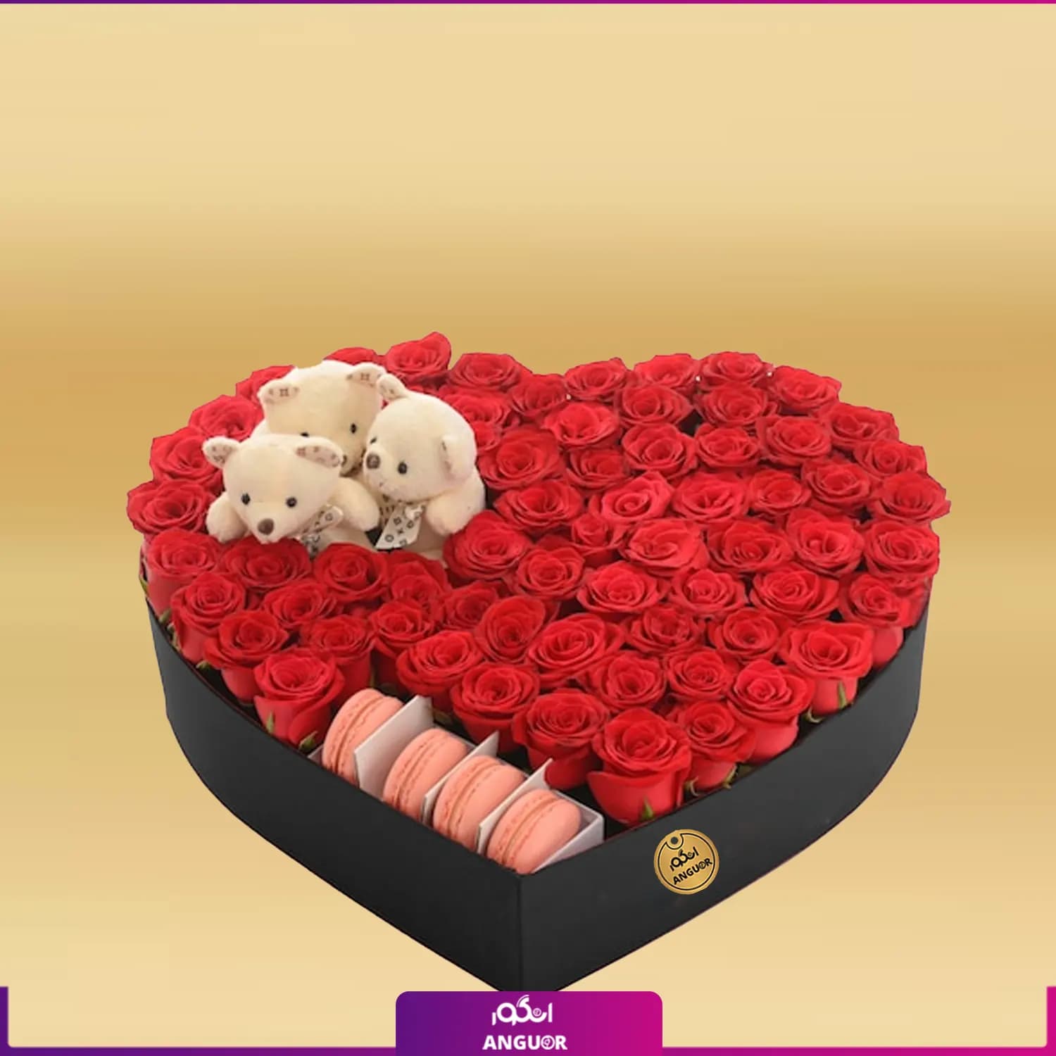 Heart box of flower and bears (طرح بین الملل کلاسیک)