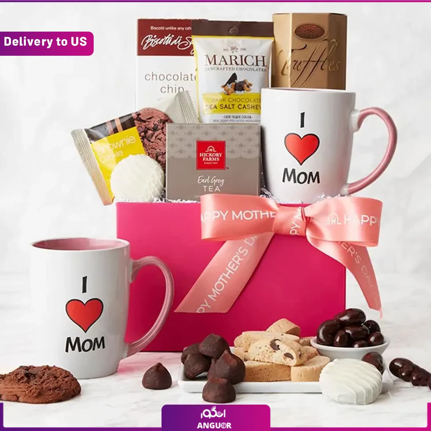 (Delivery to USA) Mother’s Day Tasty Treats & Tea Basket