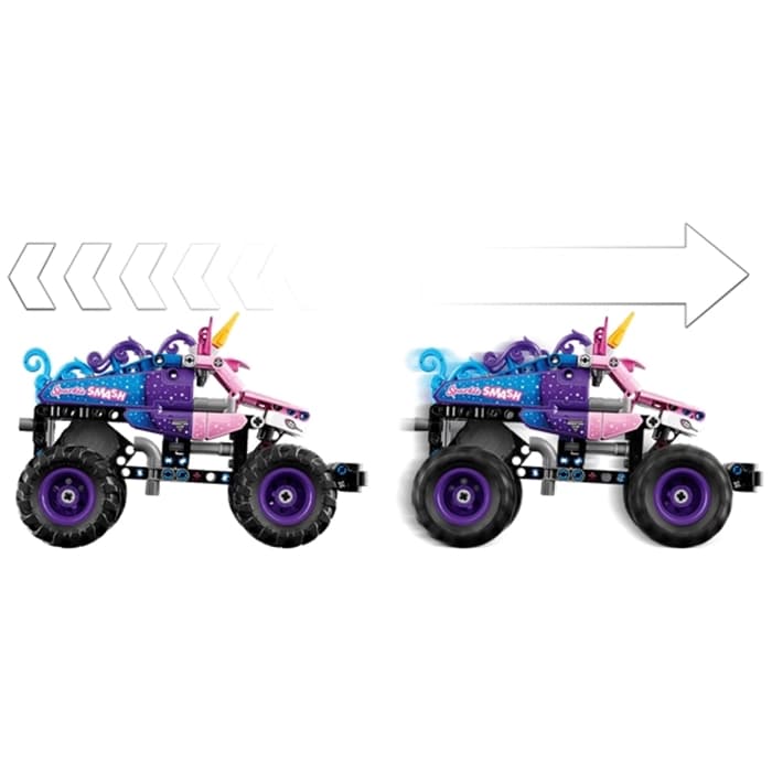 ساختنی لگو تکنیک مدل 42220 اسپارکل Monster Jam Smash با مکانیزم عقب‌کش اورجینال — تصویر ۴