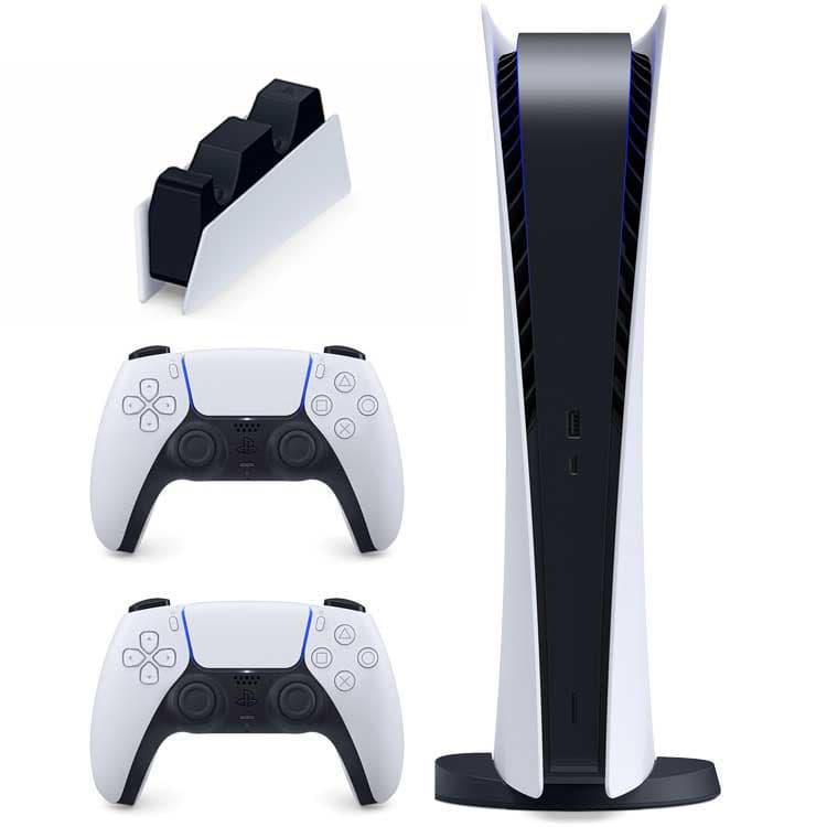 کنسول بازی پلی استیشن 5 دیجیتال PlayStation بهمراه دسته اضافی و پایه شارژر