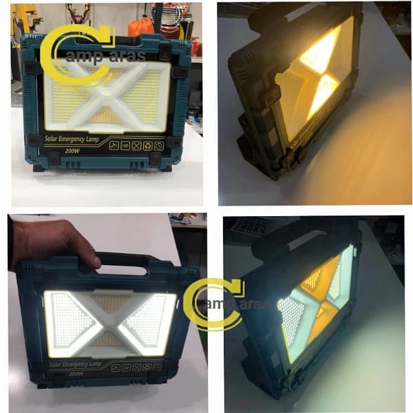 پروژکتور شارژی خورشیدی 200 وات SOLAR W8111-1 پایه دار — تصویر ۴
