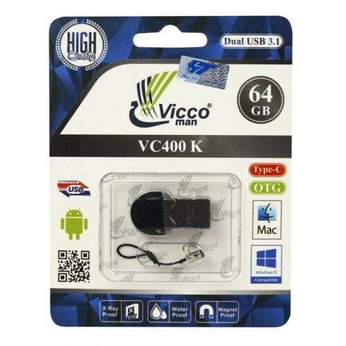 فلش ۶۴ گیگ ویکومن Vicco Man VC400 OTG Type-C USB3.1 — تصویر ۴
