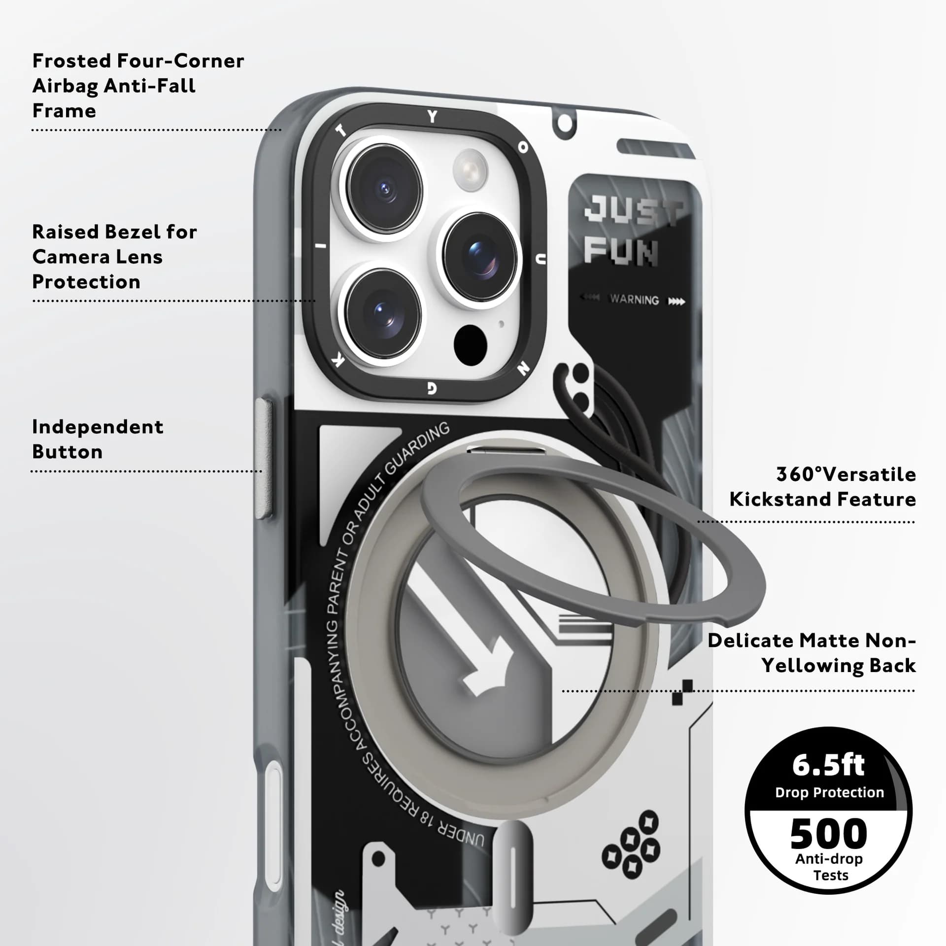قاب یانگ کیت آیفون مدل Cyberpunk 360° Spin magnetic stand case — تصویر ۳