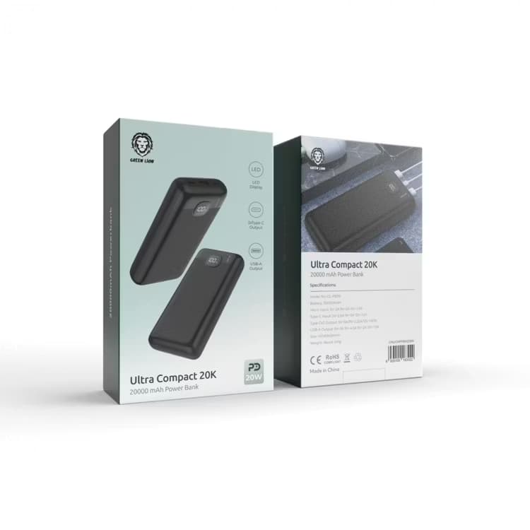 پاوربانک گرین لاین مدل Green Lion Ultra Compact ۲۰۰۰۰mAh — تصویر ۲