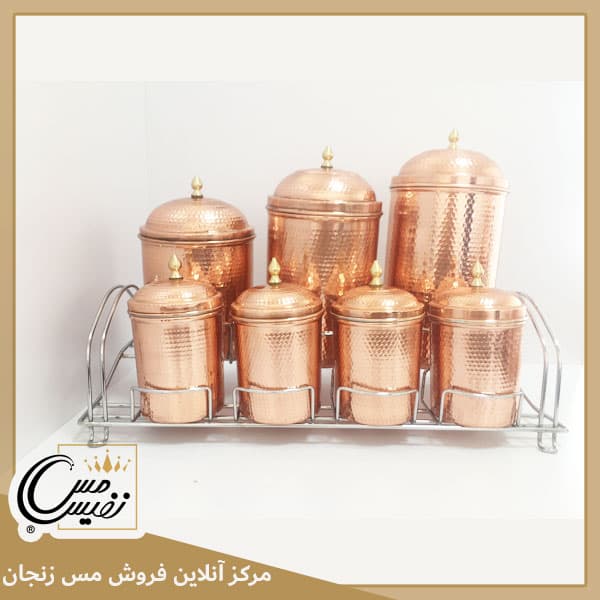 ست جا ادویه و پا سماوری مسی مدل راسته