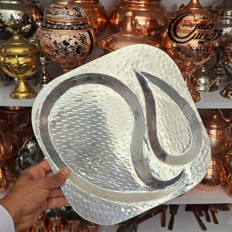 سینی مسی قلع اندود شده دست ساز طرح ترمه