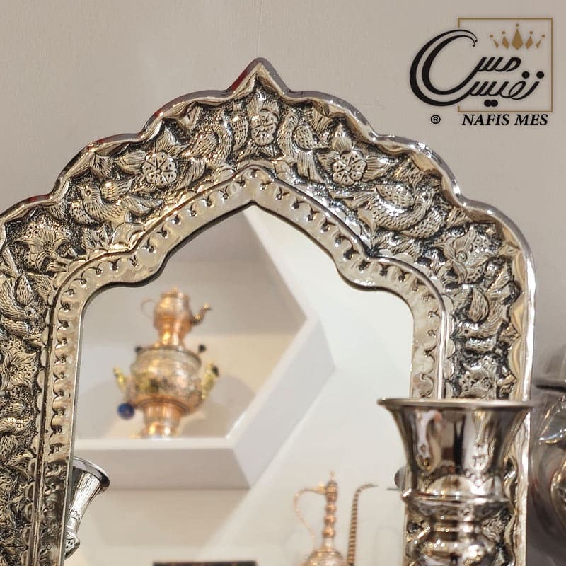 آینه و شمعدان کروم قلم کاری شده طرح رسا — تصویر ۲
