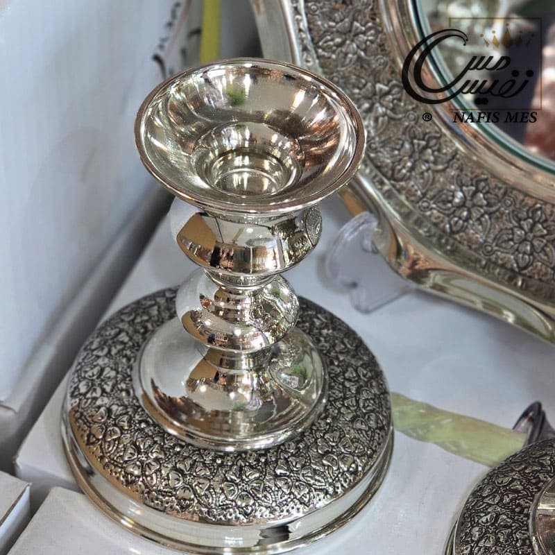 آینه و شمعدان کروم طرح رزگلد — تصویر ۲