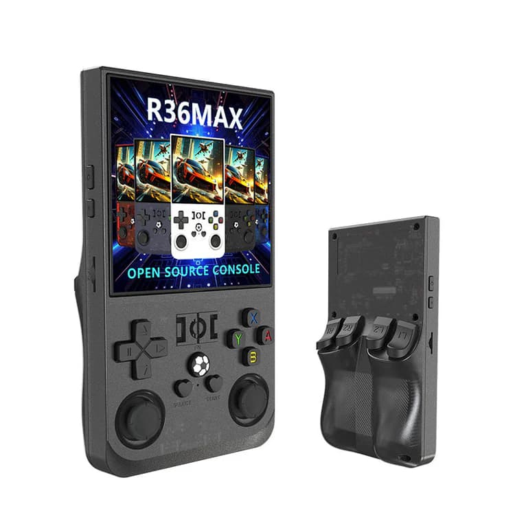 کنسول بازی دستی رترو مدل R36MAX با حافظه 64 گیگابایت اصلی (رنگ صورتی)