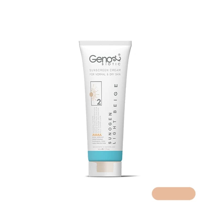 کرم ضد آفتاب ژنوبایوتیک 2 پوست خشک و معمولی بژ روشن SPF50 — تصویر ۲
