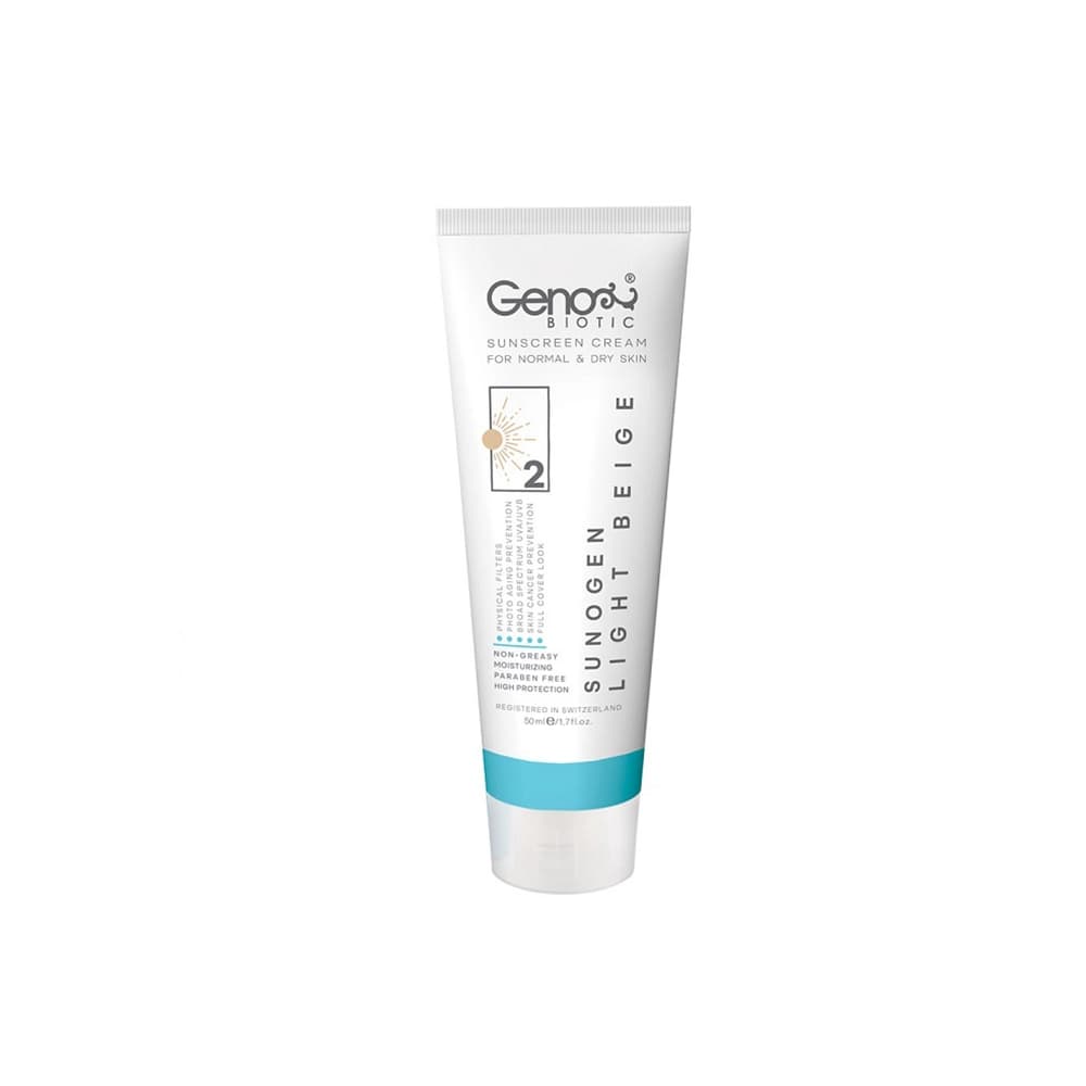 کرم ضد آفتاب ژنوبایوتیک 2 پوست خشک و معمولی بژ روشن SPF50 — تصویر ۶