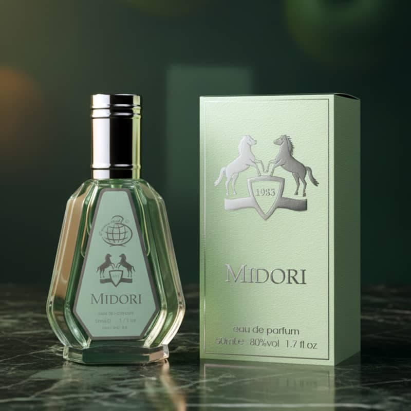 عطر ادکلن زنانه مردانه پرفیوم د مارلی گرینلی فراگرنس ورد مدل میدوری (Fragrance World Midori) حجم 50 میل