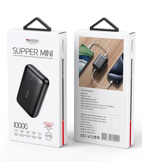 پاوربانک سوپر مینی فست یسیدو YESIDO YP52 PD 20W ظرفیت 10000MAH — تصویر ۳