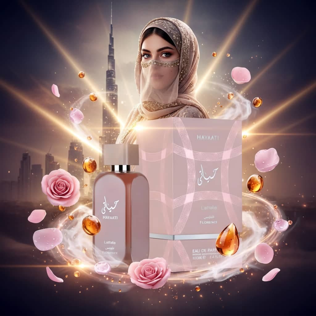 عطر ادکلن عربی زنانه حیاتی فلورنس (صورتی) لطافه (Lattafa Hayaati Florence) حجم 100 میل — تصویر ۶