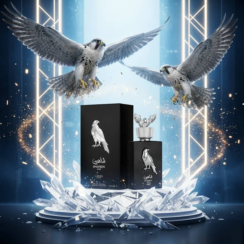 عطر ادکلن عربی زنانه مردانه پراید شاهین سیلور (نقره ایی) لطافه (Lattafa Pride Shaheen Silver) حجم 100 میل — تصویر ۲