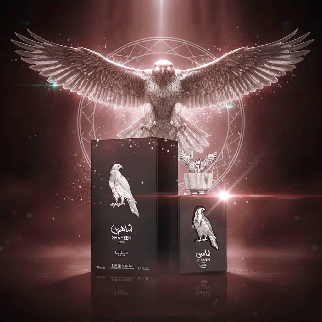 عطر ادکلن عربی زنانه مردانه پراید شاهین سیلور (نقره ایی) لطافه (Lattafa Pride Shaheen Silver) حجم 100 میل — تصویر ۵
